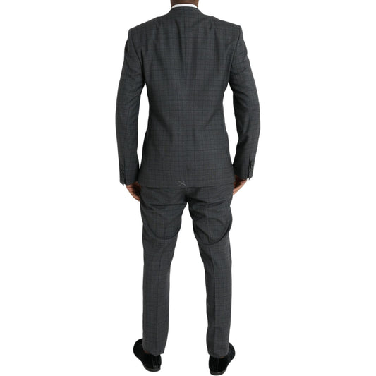 Dolce & Gabbana Gray Plaid Wool MARTINI Formal 2 Piece Suit Dolce & Gabbana