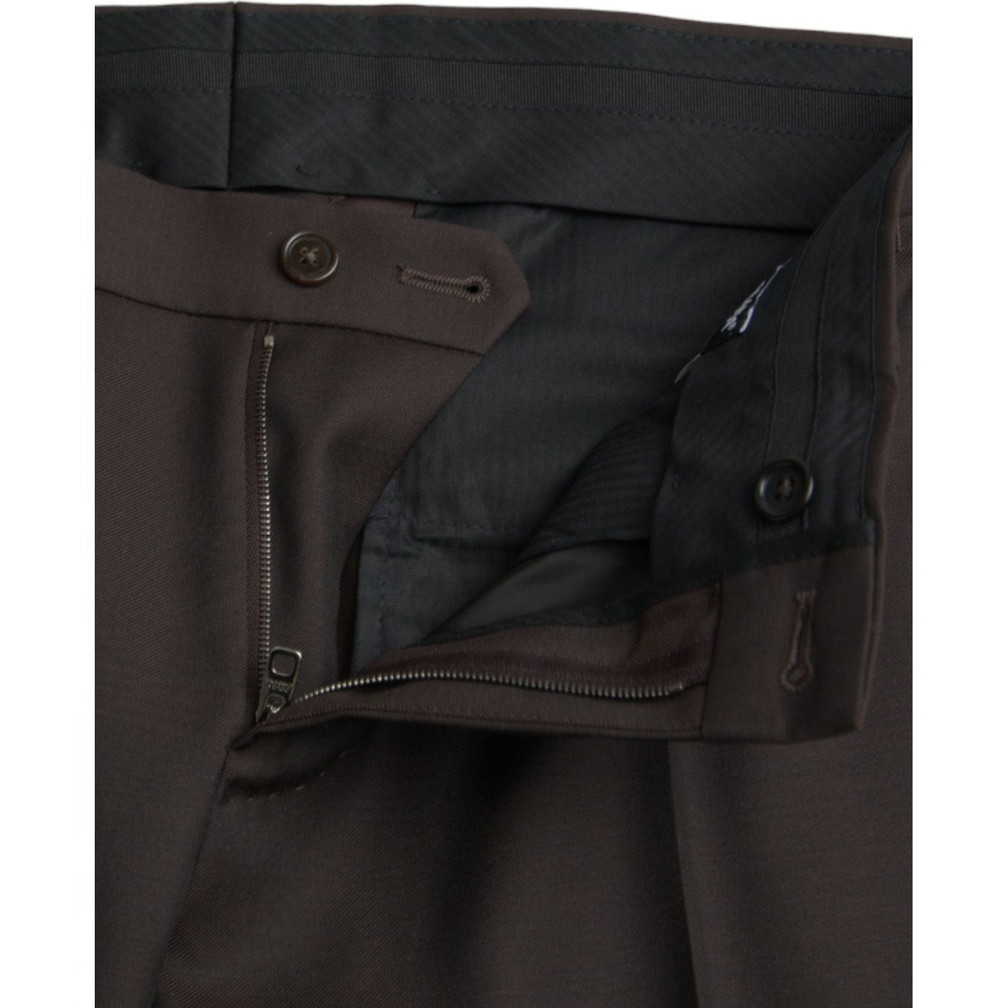 Dolce & Gabbana Dark Brown Wool Slim Fit Formal Pants Dolce & Gabbana