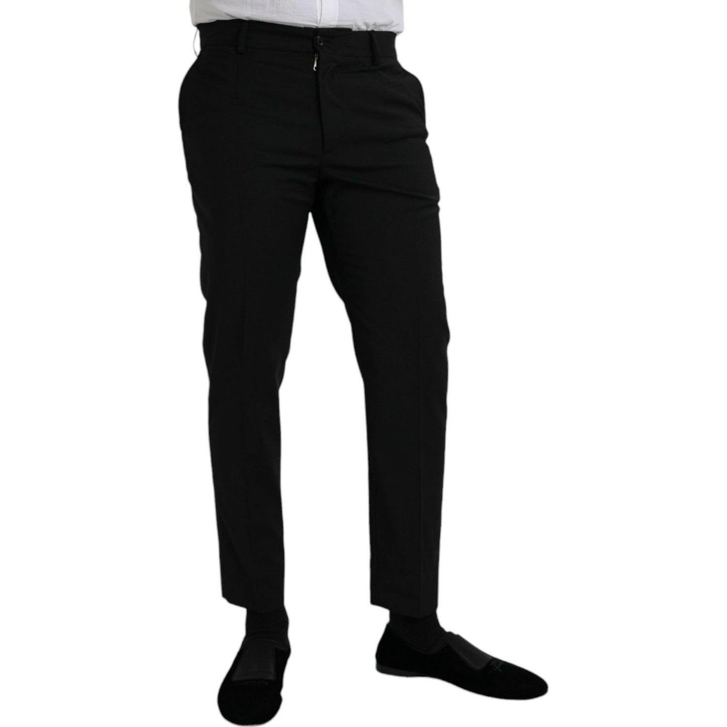 Dolce & Gabbana Black Wool SlimFit Dress Formal Pants Dolce & Gabbana