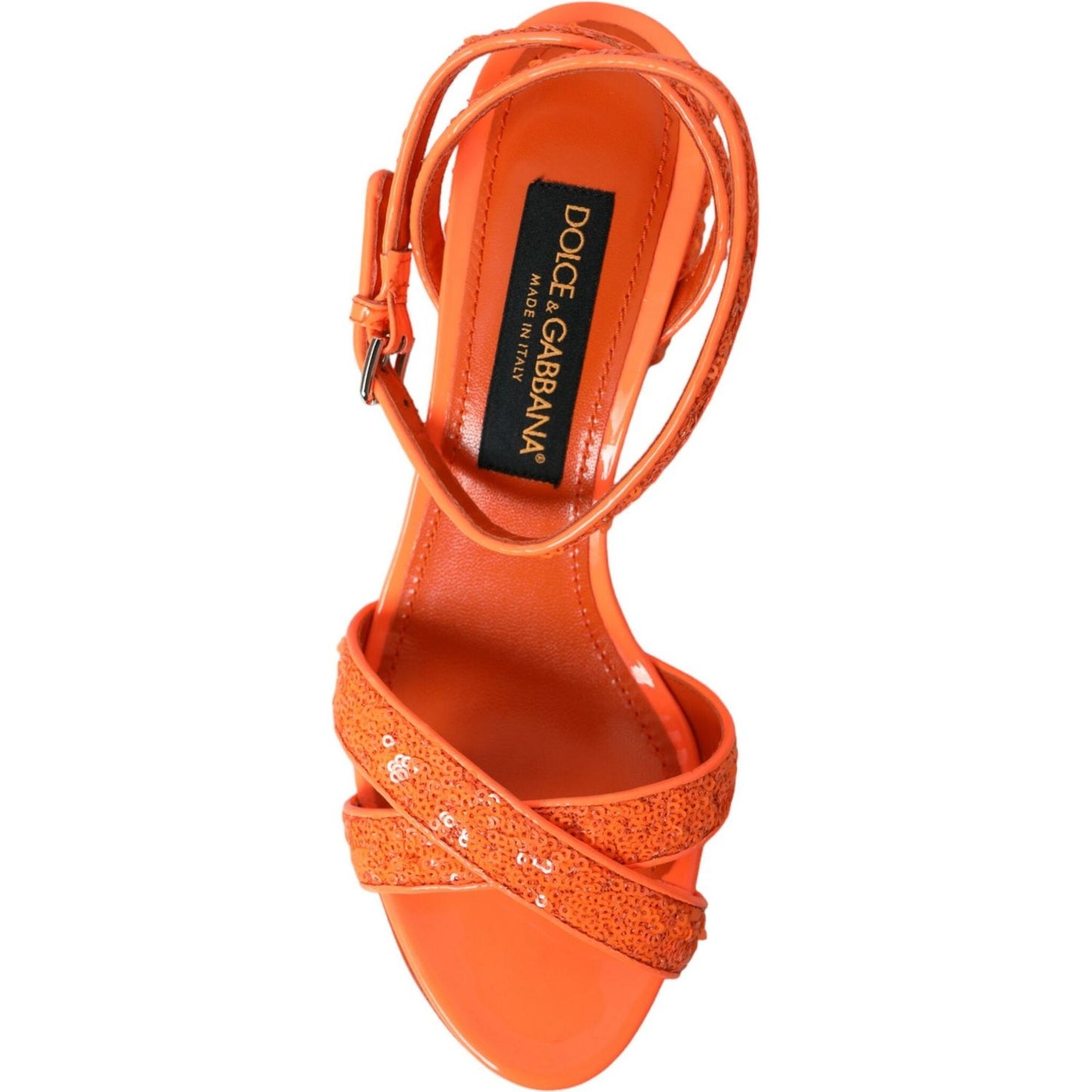 Dolce & Gabbana Orange Sequin Ankle Strap Sandals Shoes Dolce & Gabbana