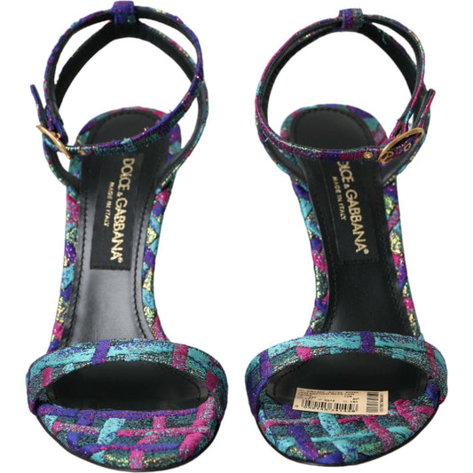 Dolce & Gabbana Multicolor Jacquard Crystals Sandals Shoes Dolce & Gabbana