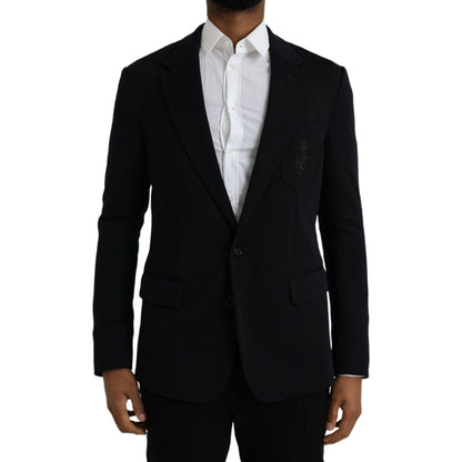 Dolce & Gabbana Black Wool Single Breasted Coat Blazer