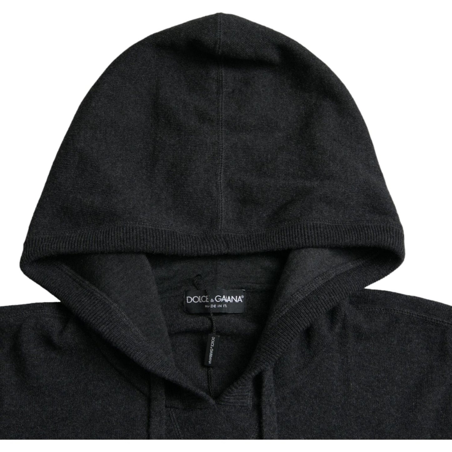 Dolce & Gabbana Dark Gray Cashmere Hooded Pullover Sweater Dolce & Gabbana