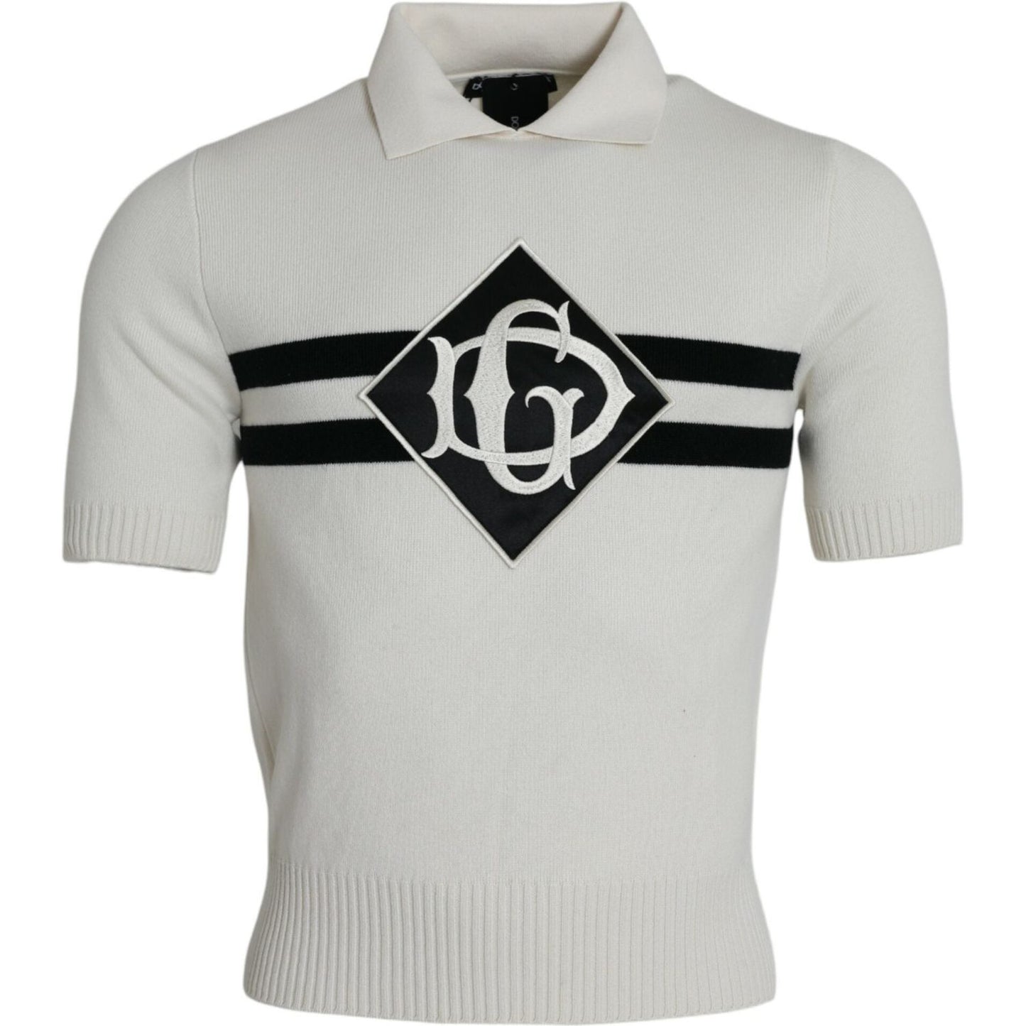 Dolce & Gabbana White DG Logo Collared Henley Shirt T-shirt Dolce & Gabbana