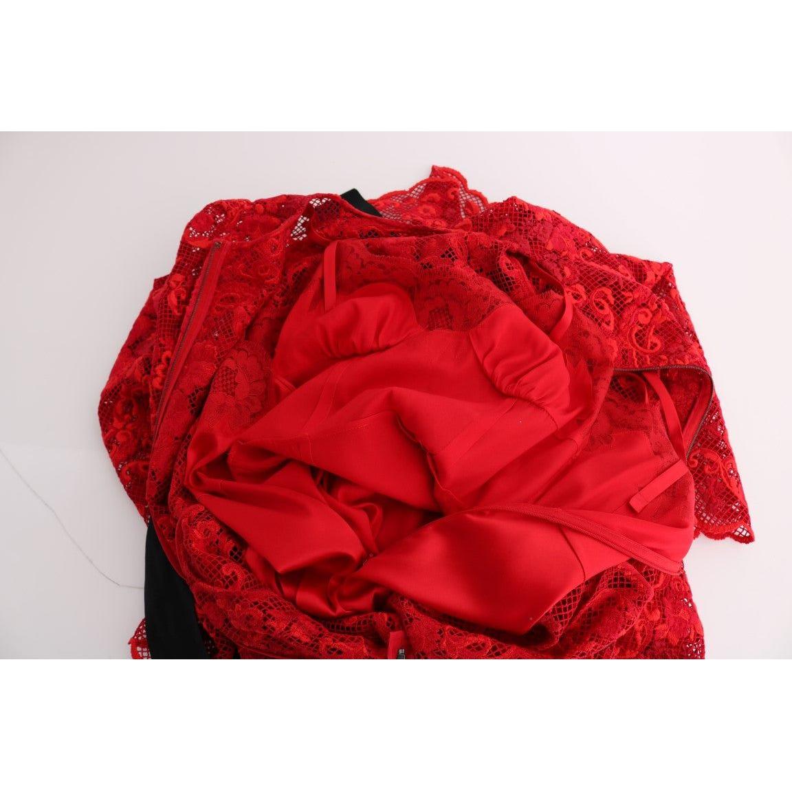 Dolce & Gabbana Elegant Red Sheath Dress with Silk Bow Belt WOMAN DRESSES Dolce & Gabbana