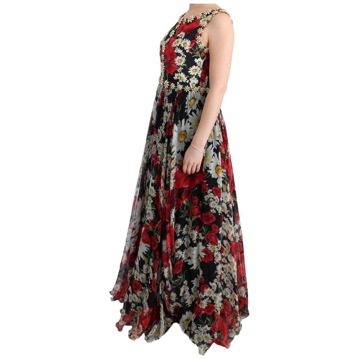 Dolce & Gabbana Floral Maxi Gown with Sunflower Print and Crystals Dolce & Gabbana