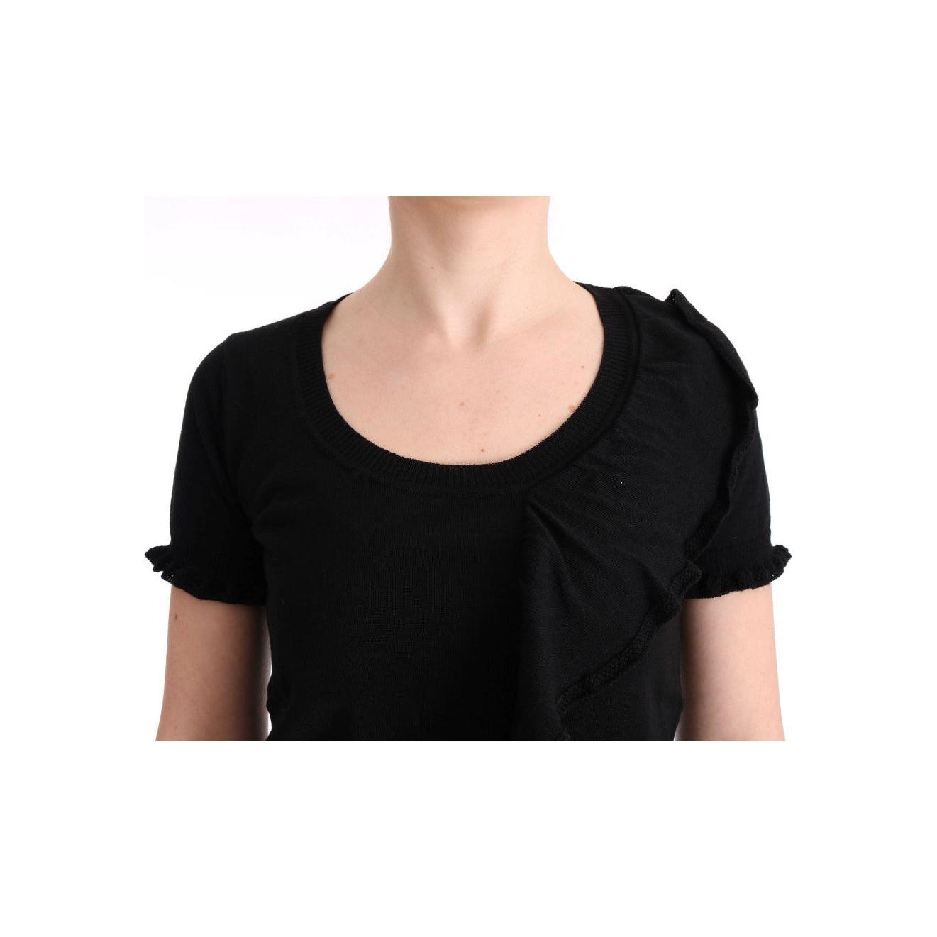 MARGHI LO' Elegant Black Lana Wool Top MARGHI LO'