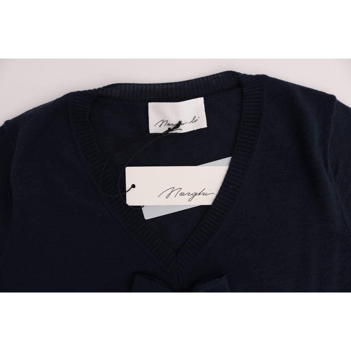 MARGHI LO' Elegant Blue Wool Top - Chic Everyday Elegance MARGHI LO'