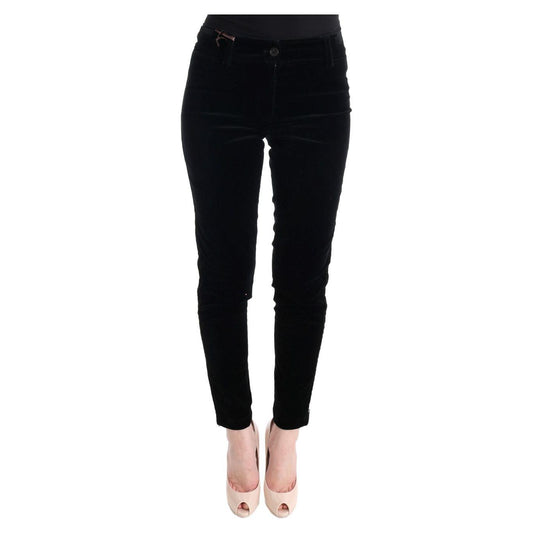 Ermanno Scervino Black Viscose Blend Velvet Cropped Pants