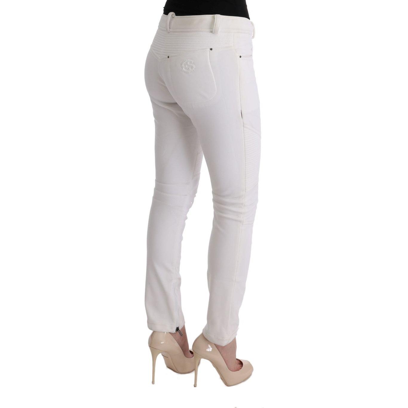 Ermanno Scervino Chic White Slim Fit Cotton Pants Ermanno Scervino