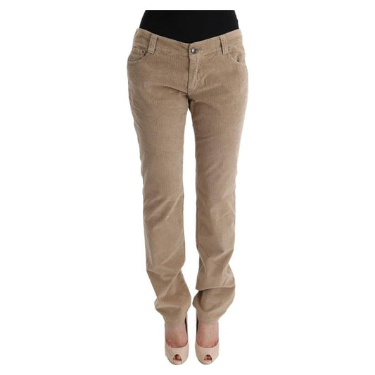 Ermanno Scervino Beige Cotton Velvet Regular Fit Pants