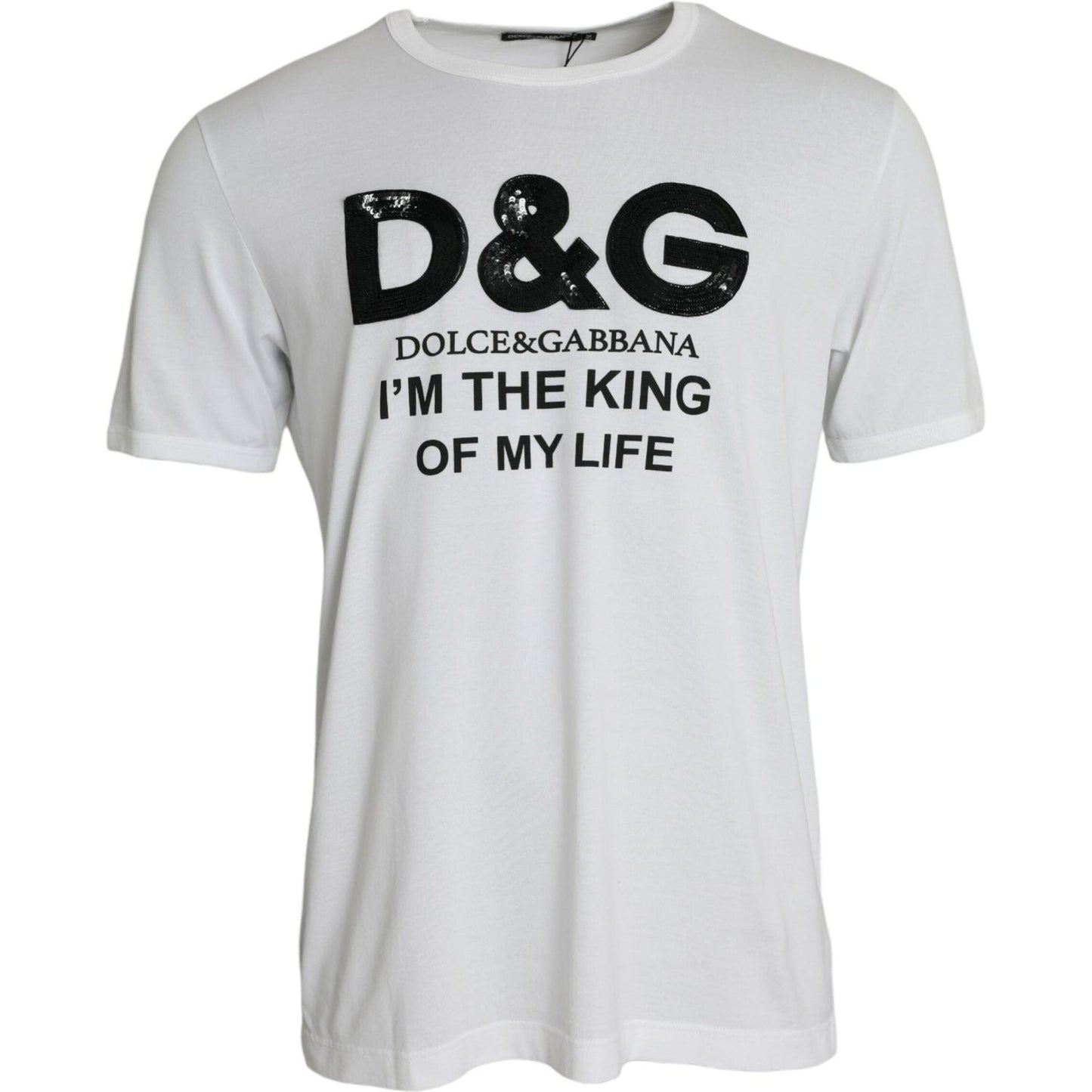 Dolce & Gabbana White D&G King Print Cotton Crewneck T-shirt Dolce & Gabbana