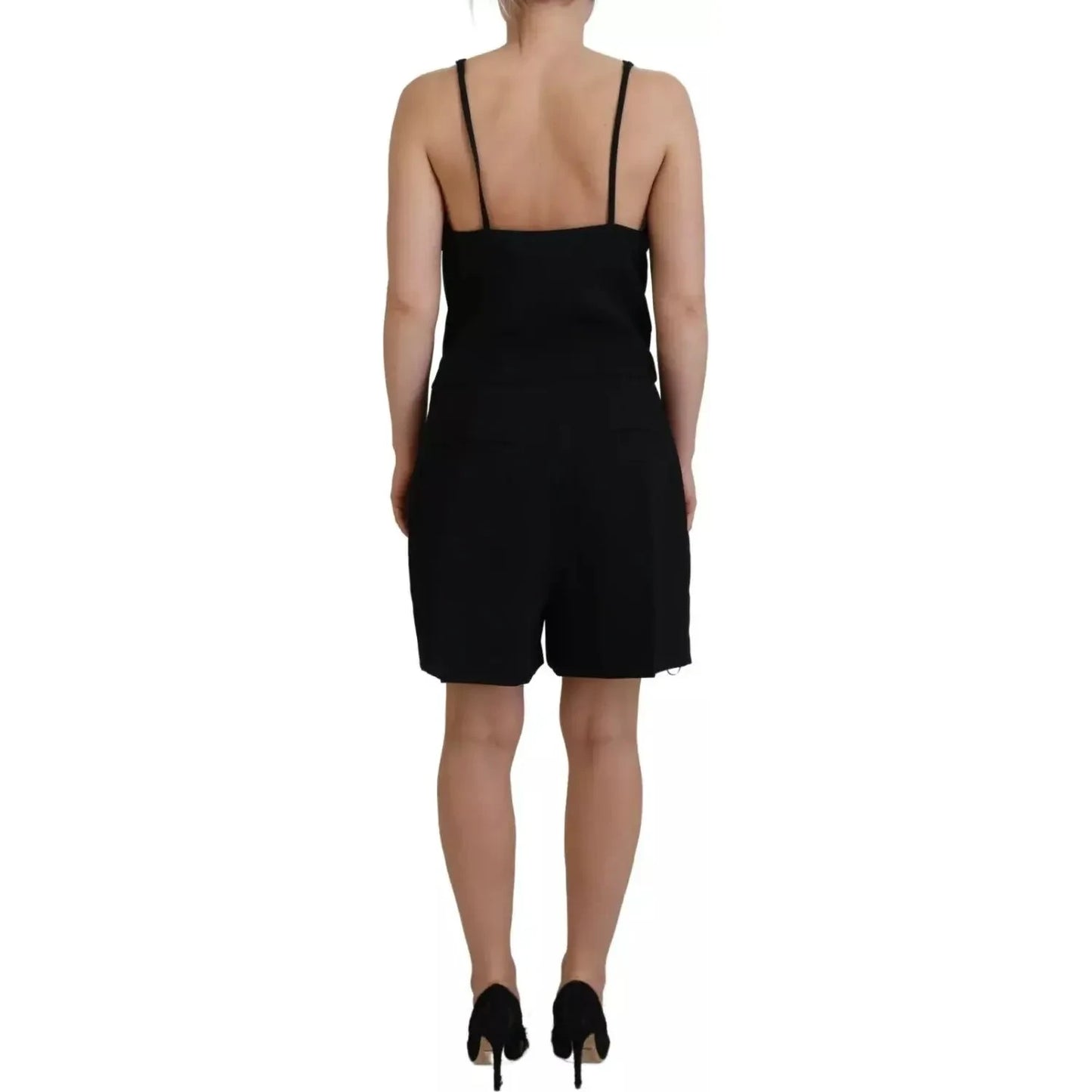 Dsquared² Black Embellished Sleeveless V-neck Jumpsuit Dress Dsquared²