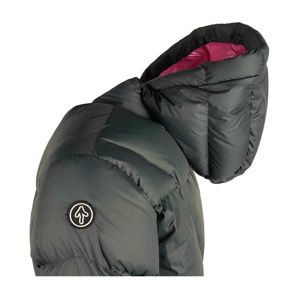 Centogrammi Elegant Fuchsia-Lined Grey Down Duvet Jacket Centogrammi