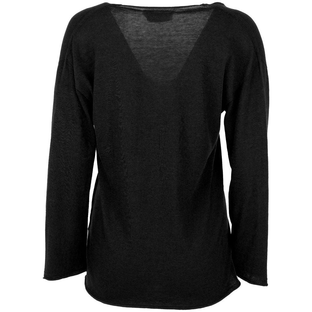 Alpha Studio Black Cotton Sweater Alpha Studio