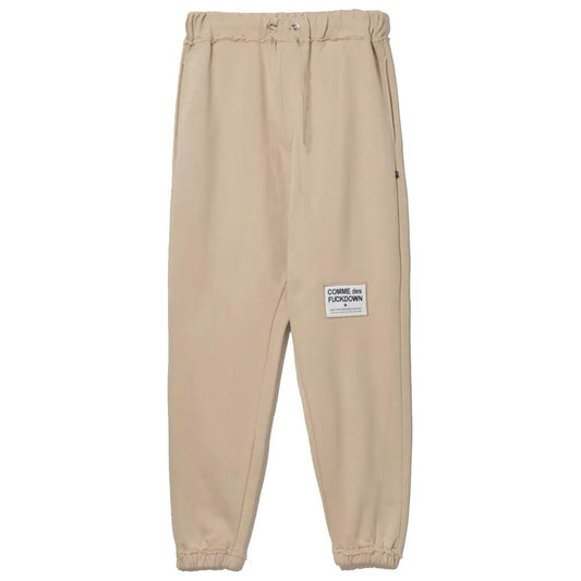 Comme Des Fuckdown Chic Beige Cotton Sweatpants with Frayed Details Comme Des Fuckdown