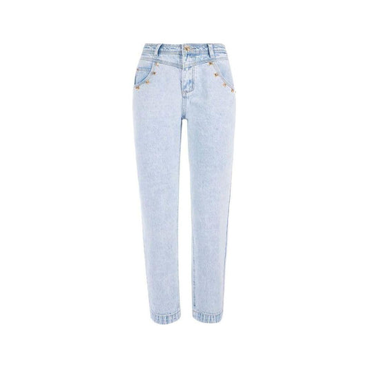 Yes Zee Light Blue Cotton Women High-Waisted Jeans Yes Zee