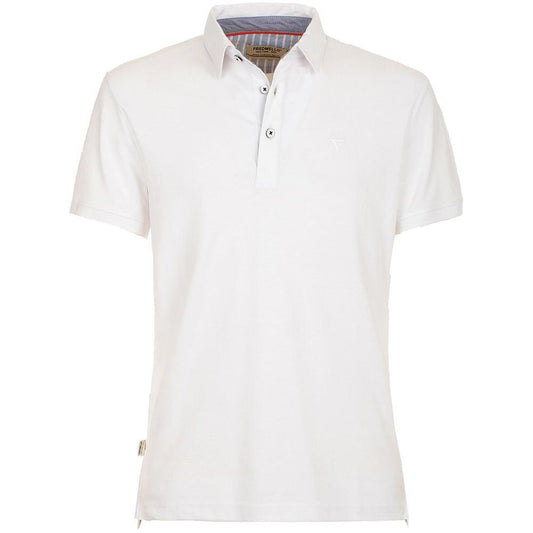 Fred Mello Chic White Cotton Polo Shirt with Chest Logo Fred Mello