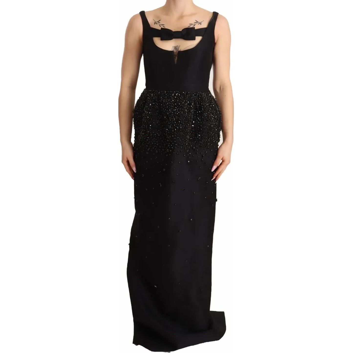 Dsquared² Black Embellish Sleeveless Ribbon Floor Length Dress Dsquared²