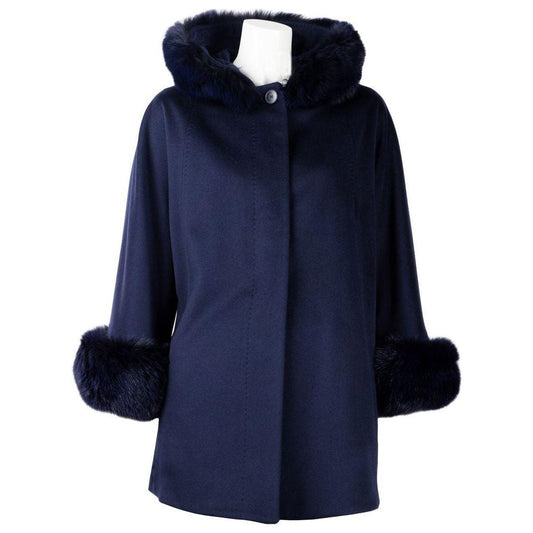 Made in Italy Elegant Virgin Wool Short Coat with Fur Detail Made in Italy