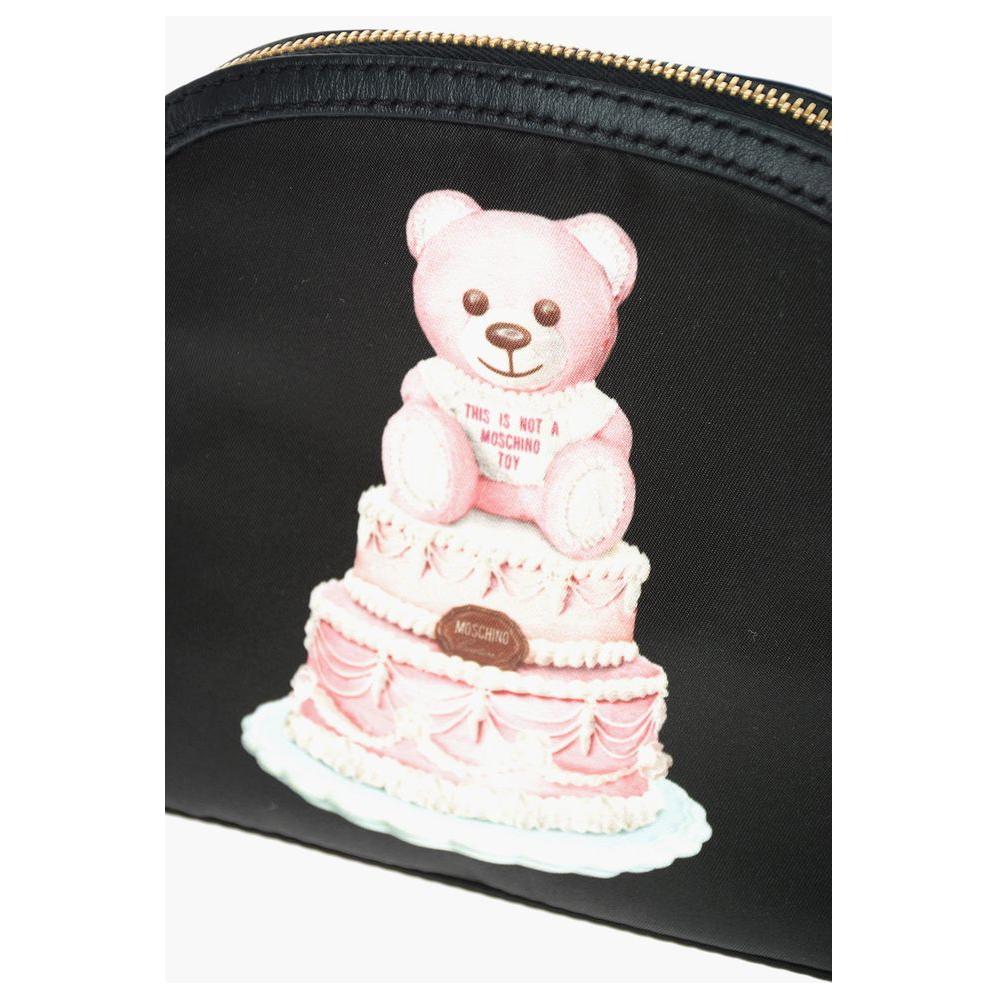 Moschino Couture Chic Teddy Bear Print Clutch with Calfskin Strap Moschino Couture