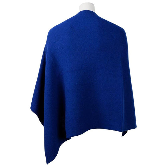 Emilio Romanelli Elegant Cashmere V-Neck Poncho in Blue Emilio Romanelli