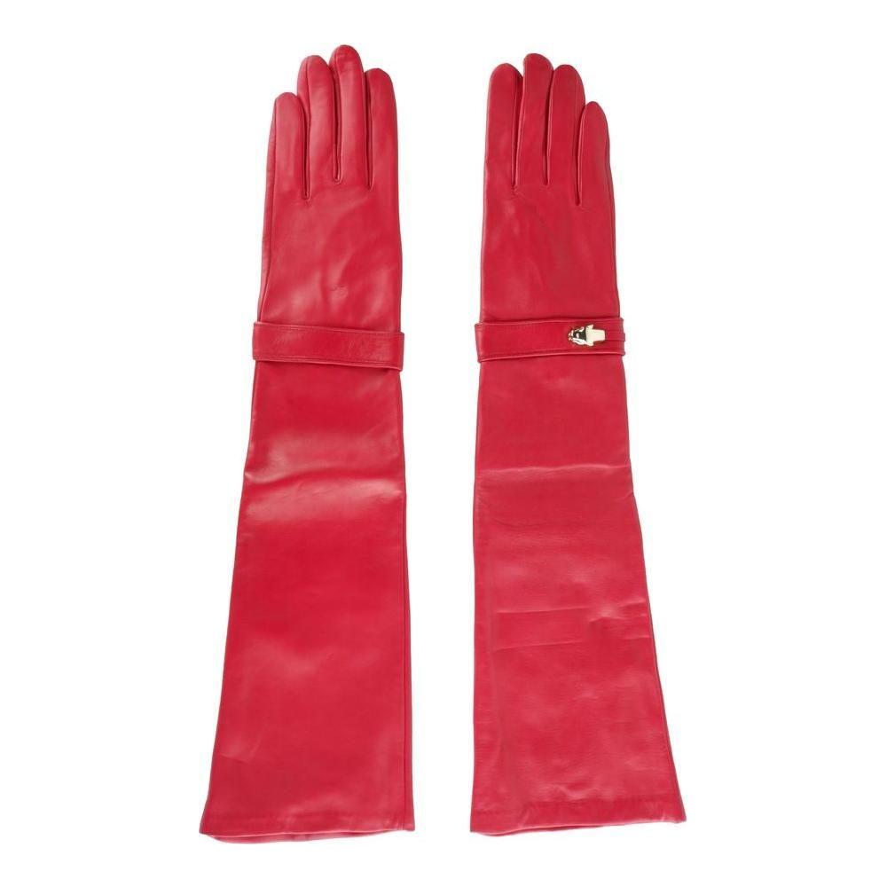 Cavalli Class Red Lambskin Women Glove Cavalli Class Maroon