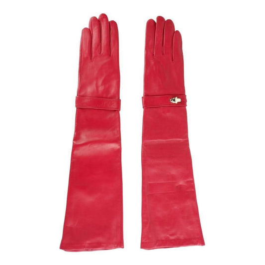 Cavalli Class Red Lambskin Women Glove Cavalli Class