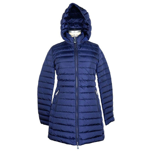 Add Elegant Blue Down Puffer Jacket with Hood Add