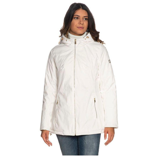 Yes Zee Chic White Hooded Down Jacket for Women Yes Zee