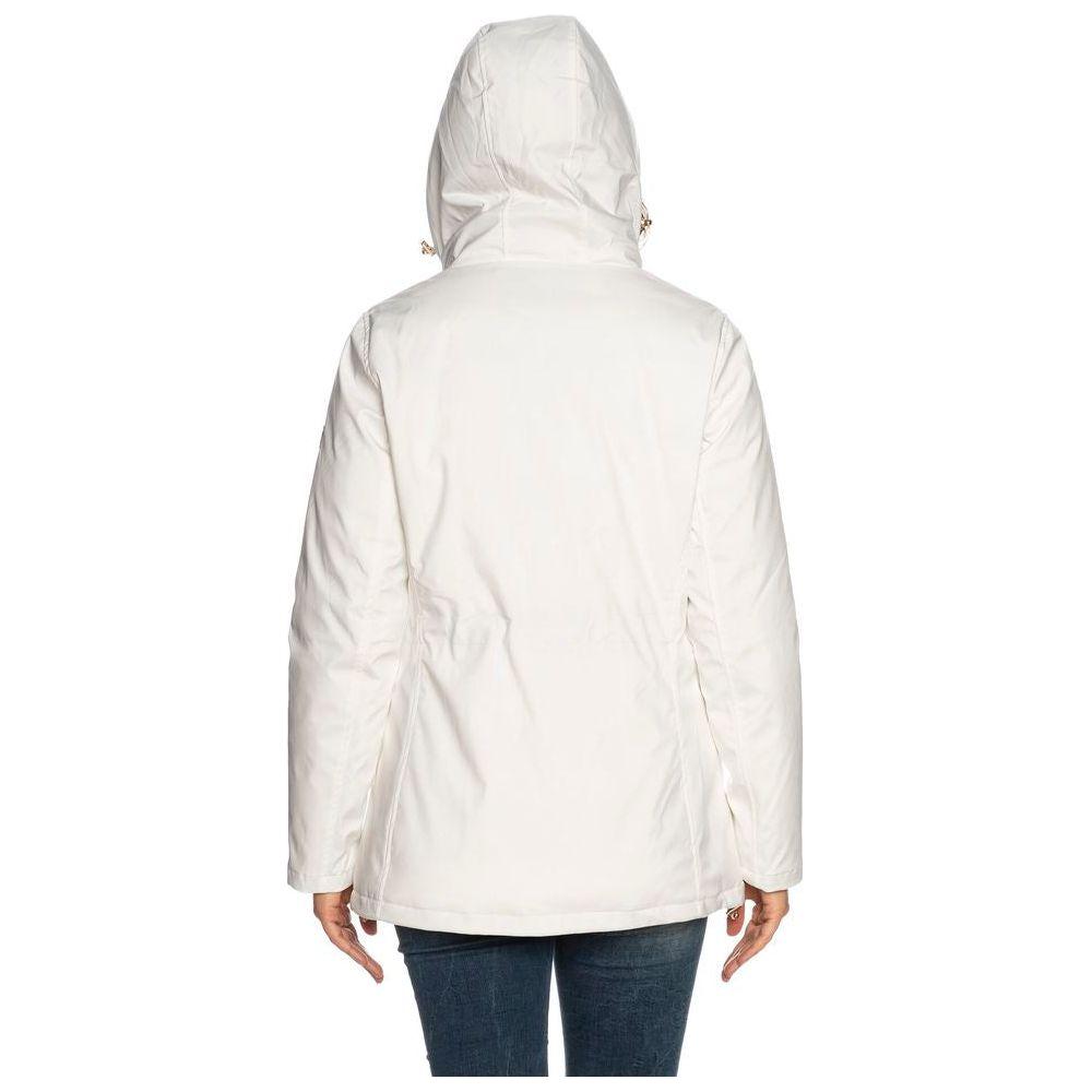 Yes Zee Chic White Hooded Down Jacket for Women Yes Zee