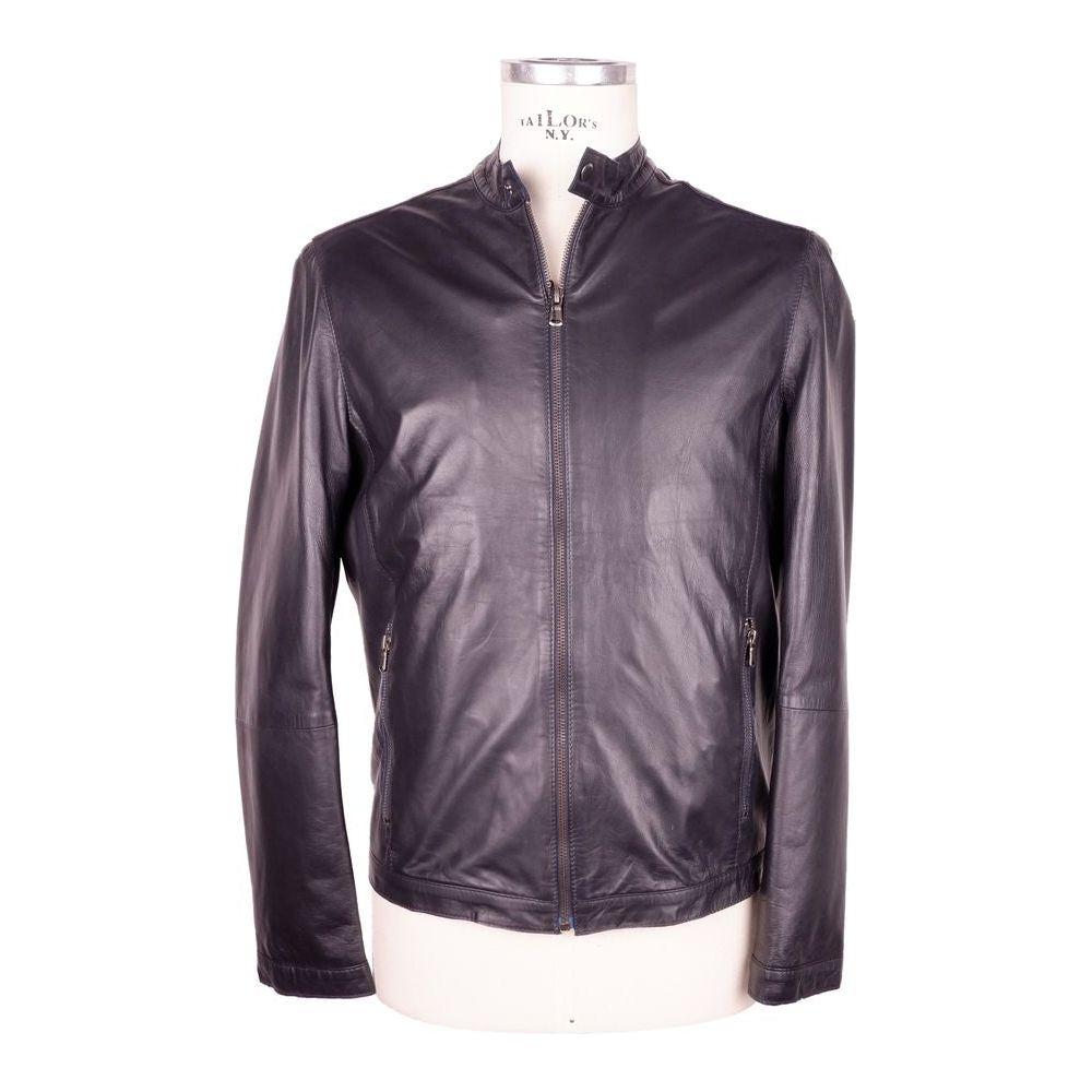 Emilio Romanelli Sleek Black Genuine Leather Jacket Emilio Romanelli