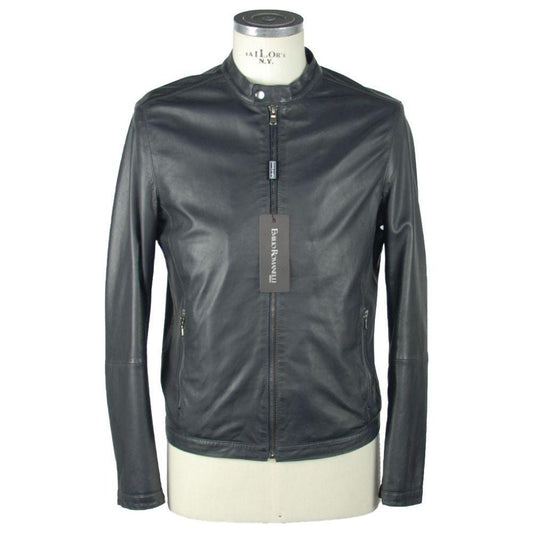 Emilio Romanelli Sapphire Elegance Leather Jacket Emilio Romanelli