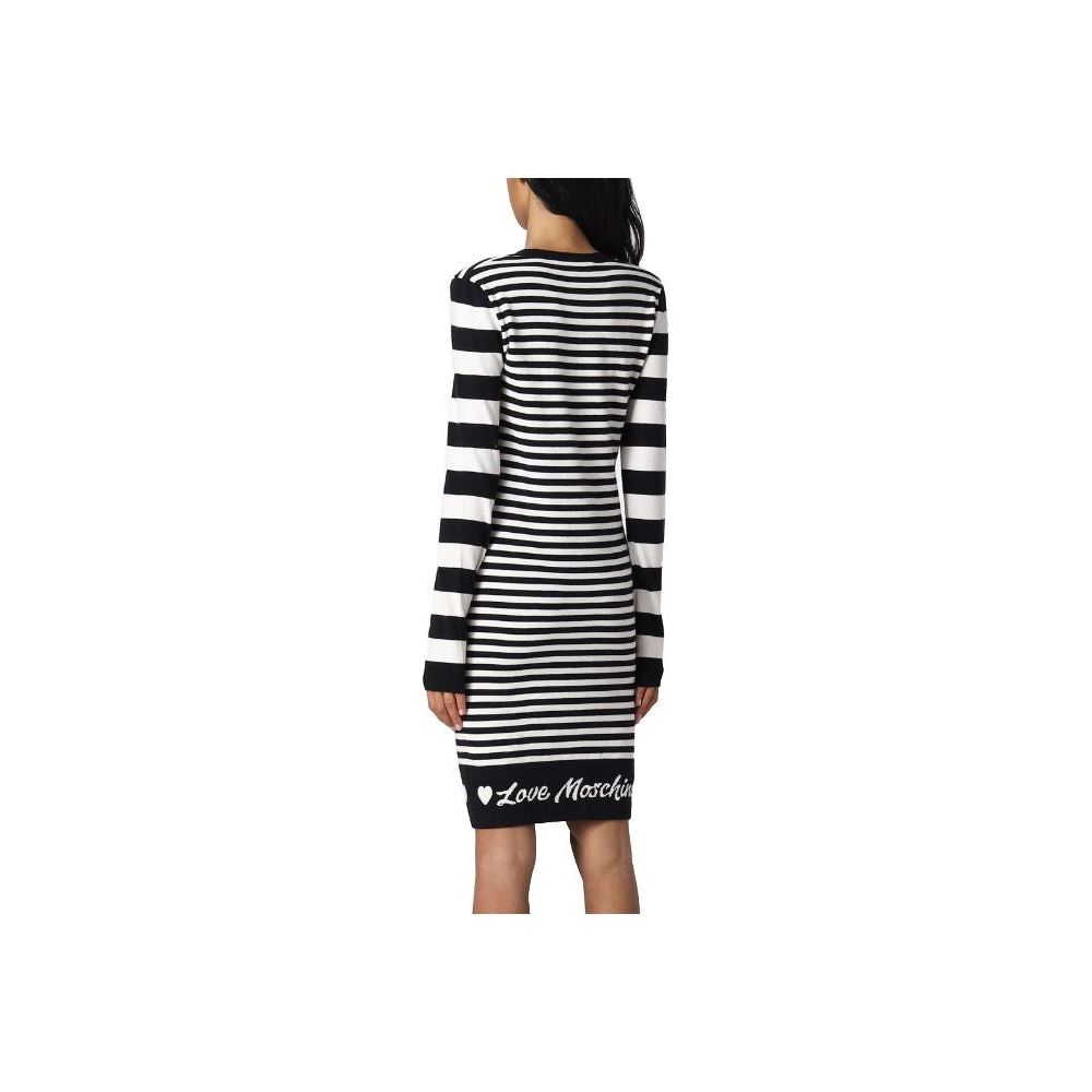 Love Moschino Elegant Striped Knit Dress with Long Sleeves Love Moschino