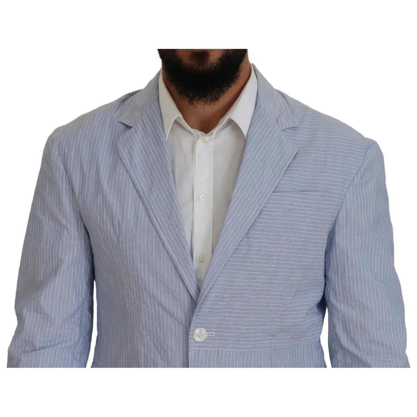 Dsquared² Blue Striped Single Breasted Formal Coat Blazer Dsquared²