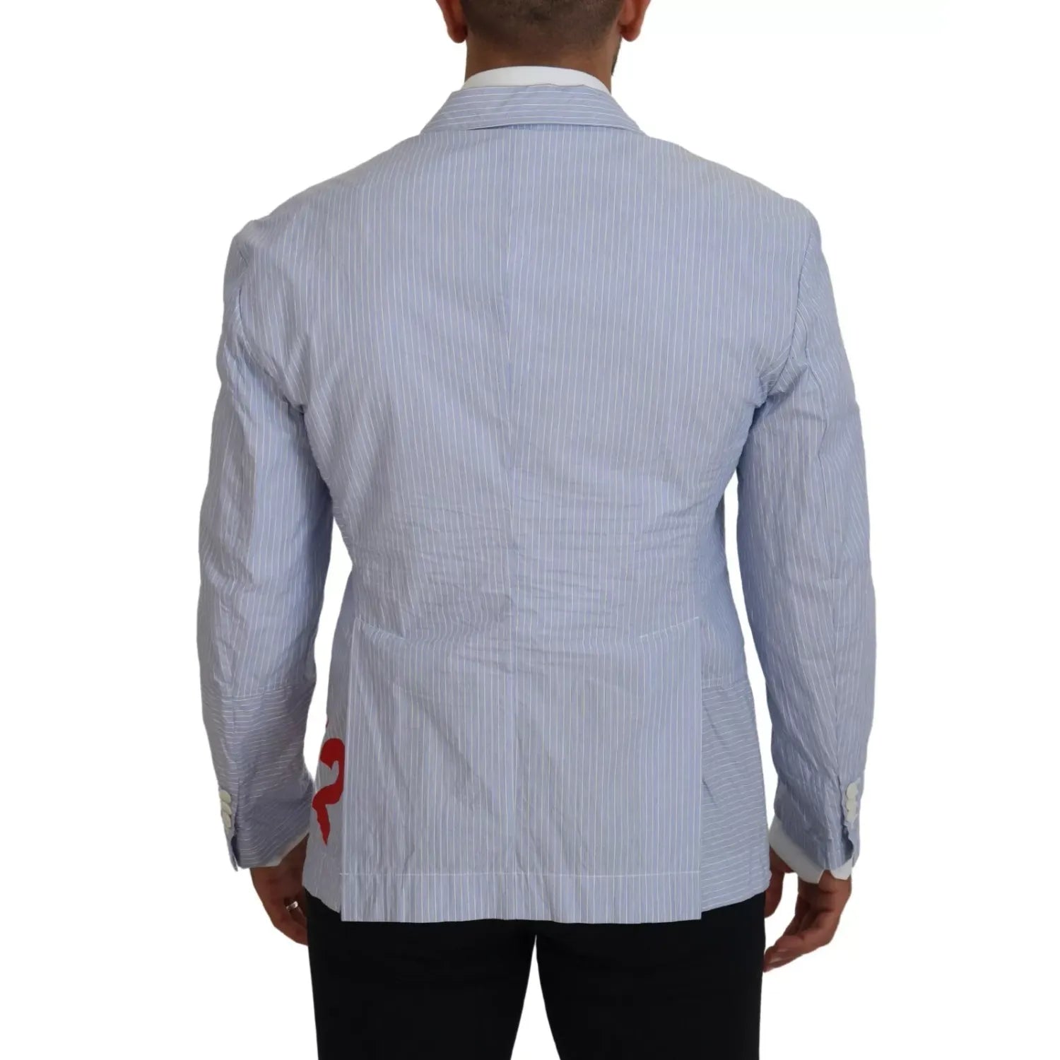 Dsquared² Blue Striped Single Breasted Formal Coat Blazer