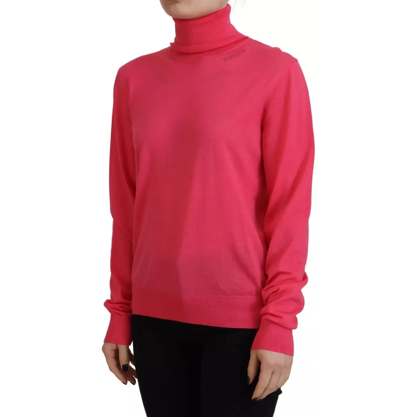 Dsquared² Pink Solid Long Sleeve Turtle Neck Casual Sweater Dsquared²