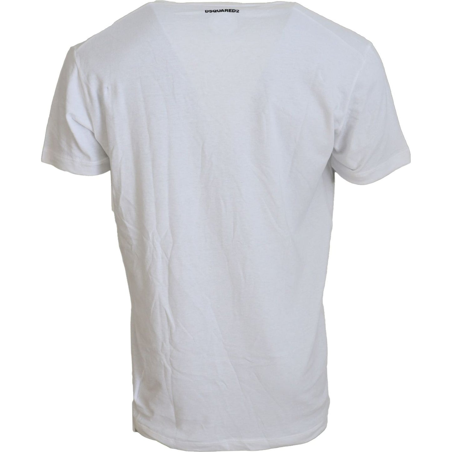 Dsquared² White Cotton Linen Short Sleeves V-neck T-shirt Dsquared²