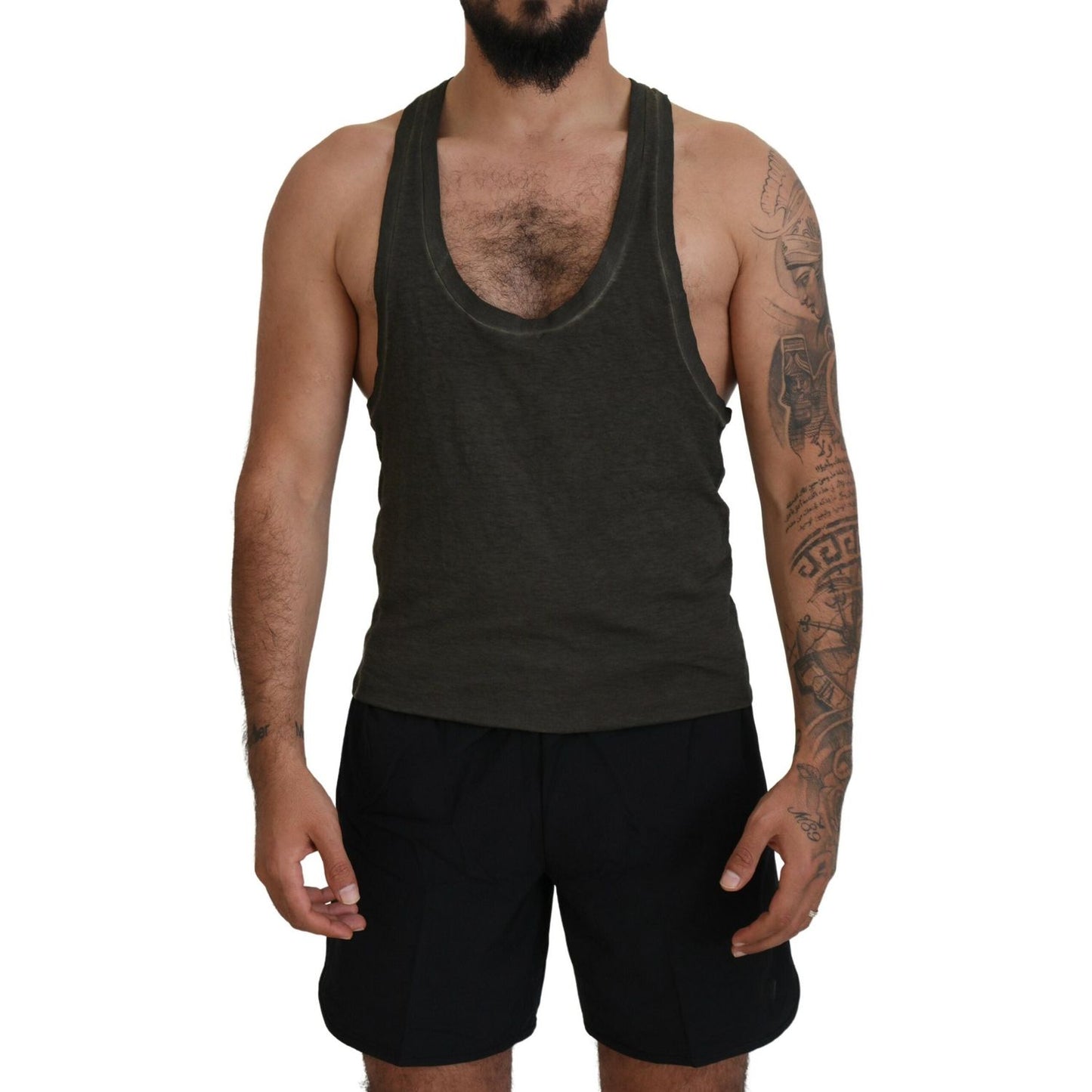 Dsquared² Gray Cotton Linen Sleeveless Tank T-shirt Dsquared²