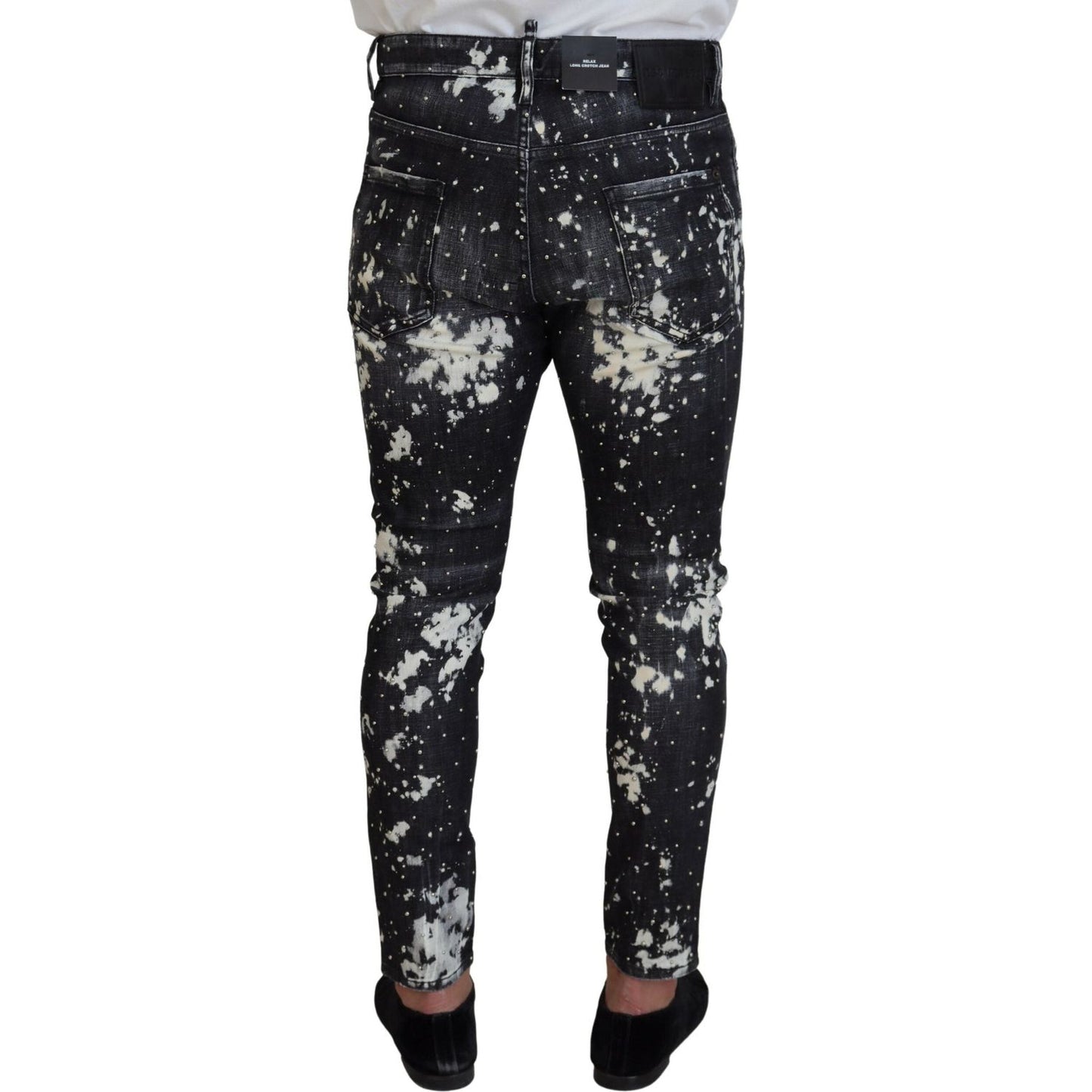 Dsquared² Gray Wash White Splash Print Skinny Denim Jeans Dsquared²