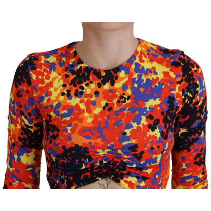 Dsquared² Multicolor Cami Long Sleeves Cropped Blouse Top 1728,67345645728,97% Viscose 3% Elastane,Clothing,Dsquared²,IT38 | XS,Long Sleeve - T-Shirts - Clothing,Multicolor,Preowned / Defect,T-Shirts - Clothing,Tops & T-Shirts - Women - Clothing,Women