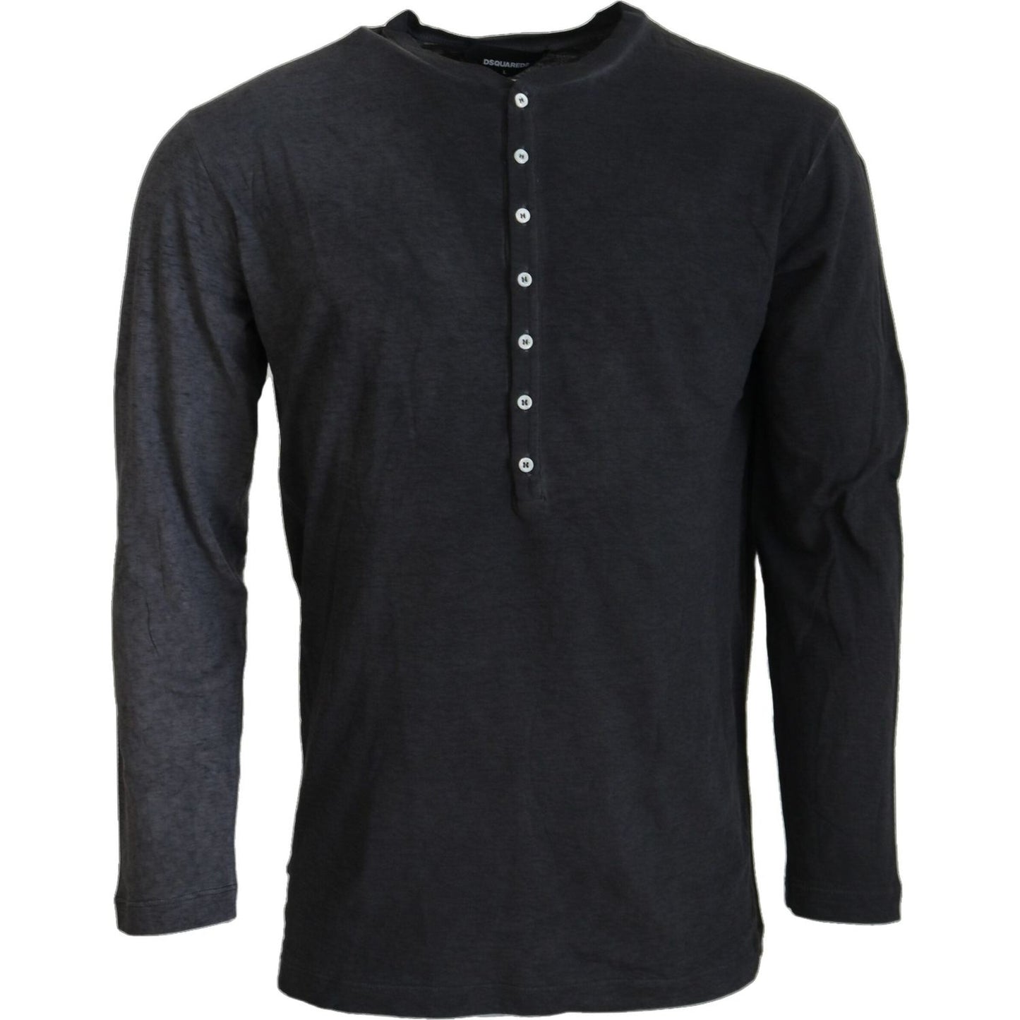 Dsquared² Black Cotton Linen Long Sleeves Pullover Sweater Dsquared² Dark Slate Gray