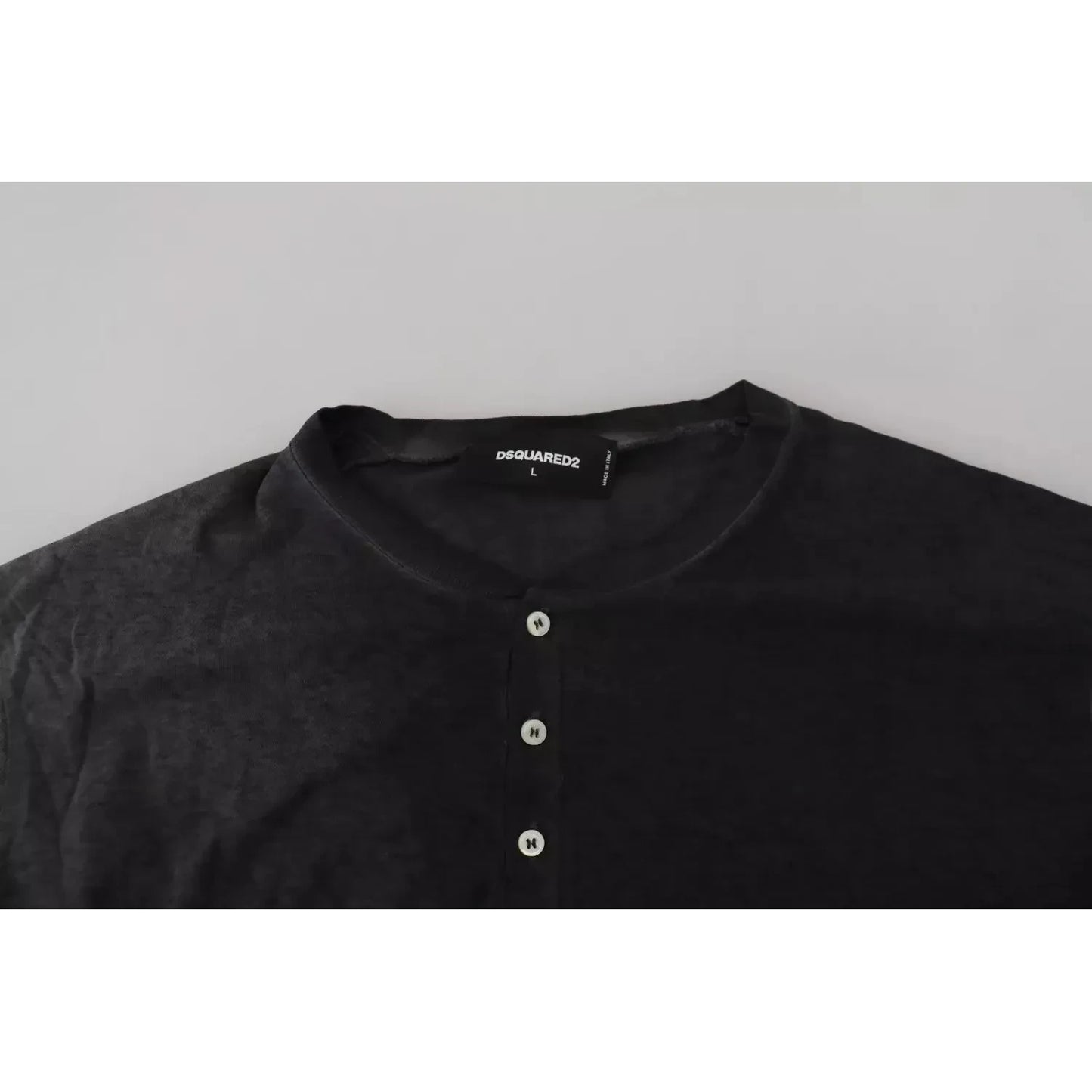 Dsquared² Black Cotton Linen Long Sleeves Pullover Sweater Dsquared² Black
