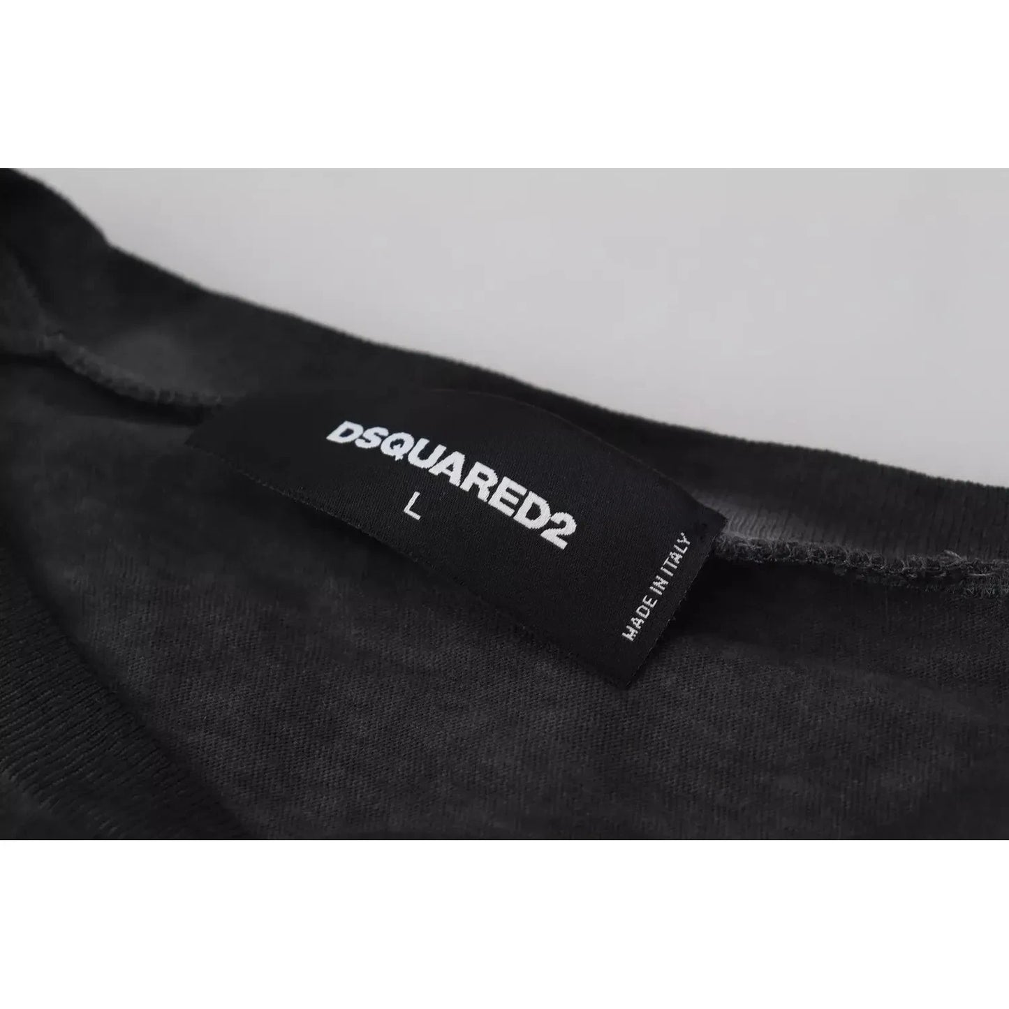 Dsquared² Black Cotton Linen Long Sleeves Pullover Sweater Dsquared² Black