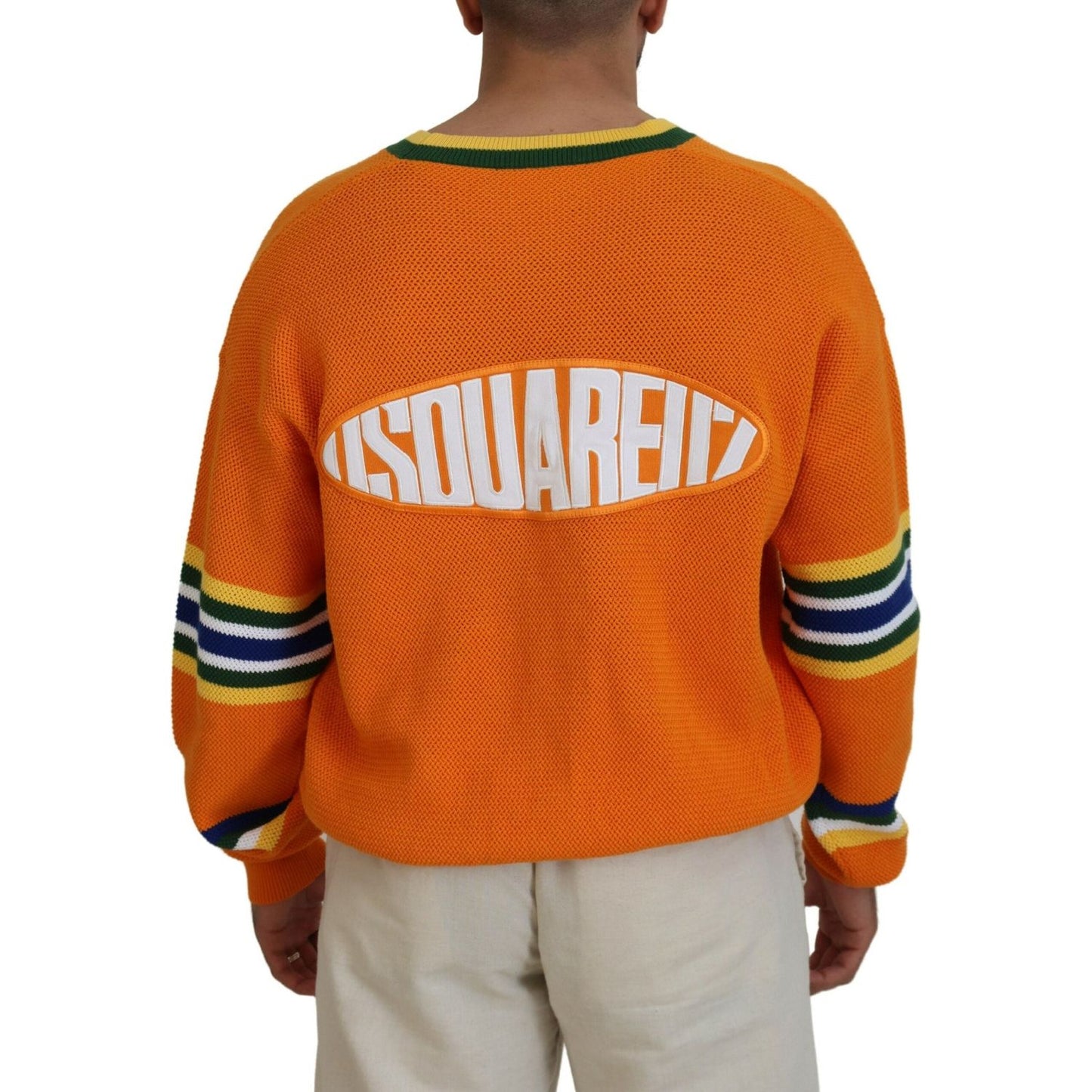 Dsquared² Orange Cotton Long Sleeves Men Cardigan Sweater Dsquared²