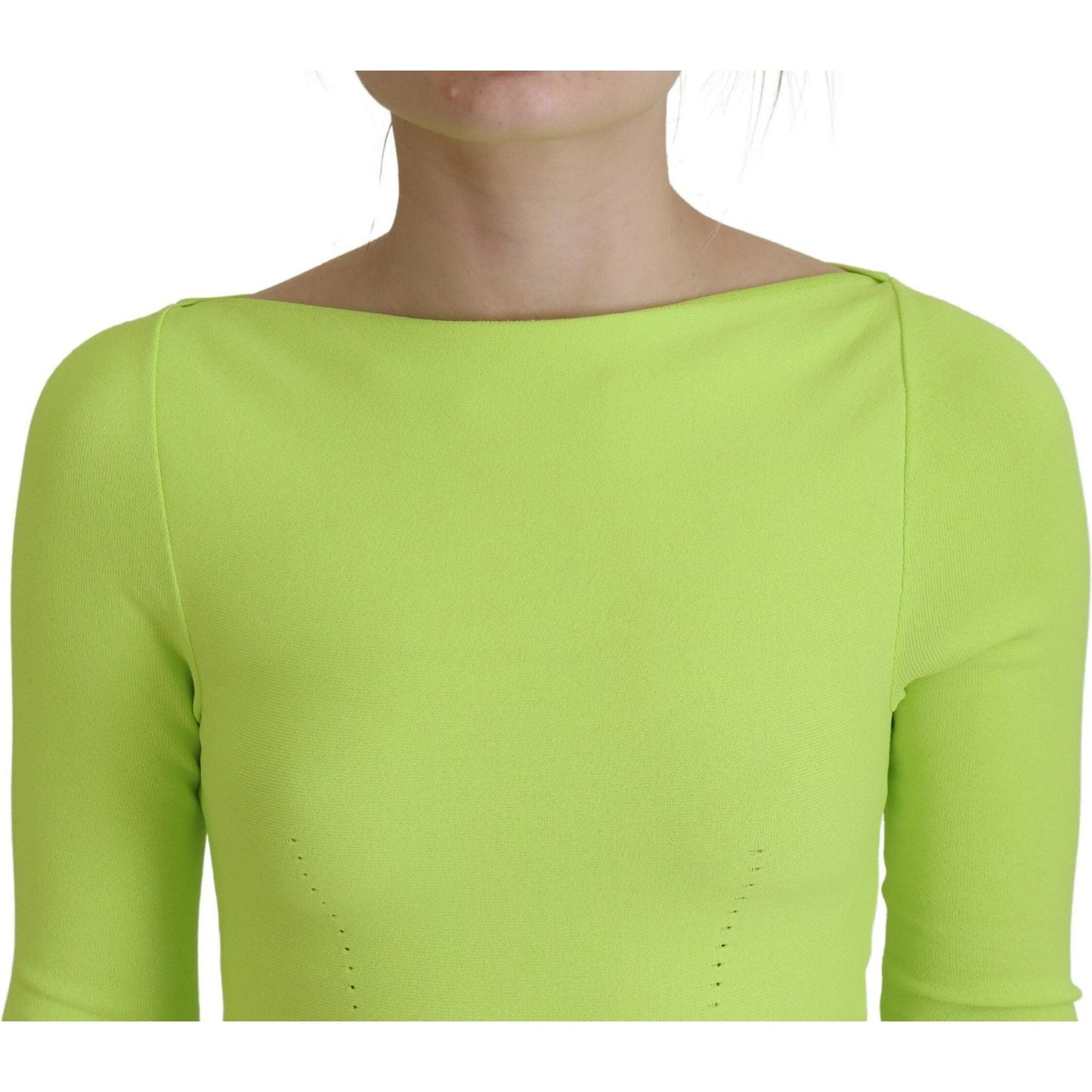 Dsquared² Green Viscose Long Sleeve A-line Sheath Mini Dress Dsquared²