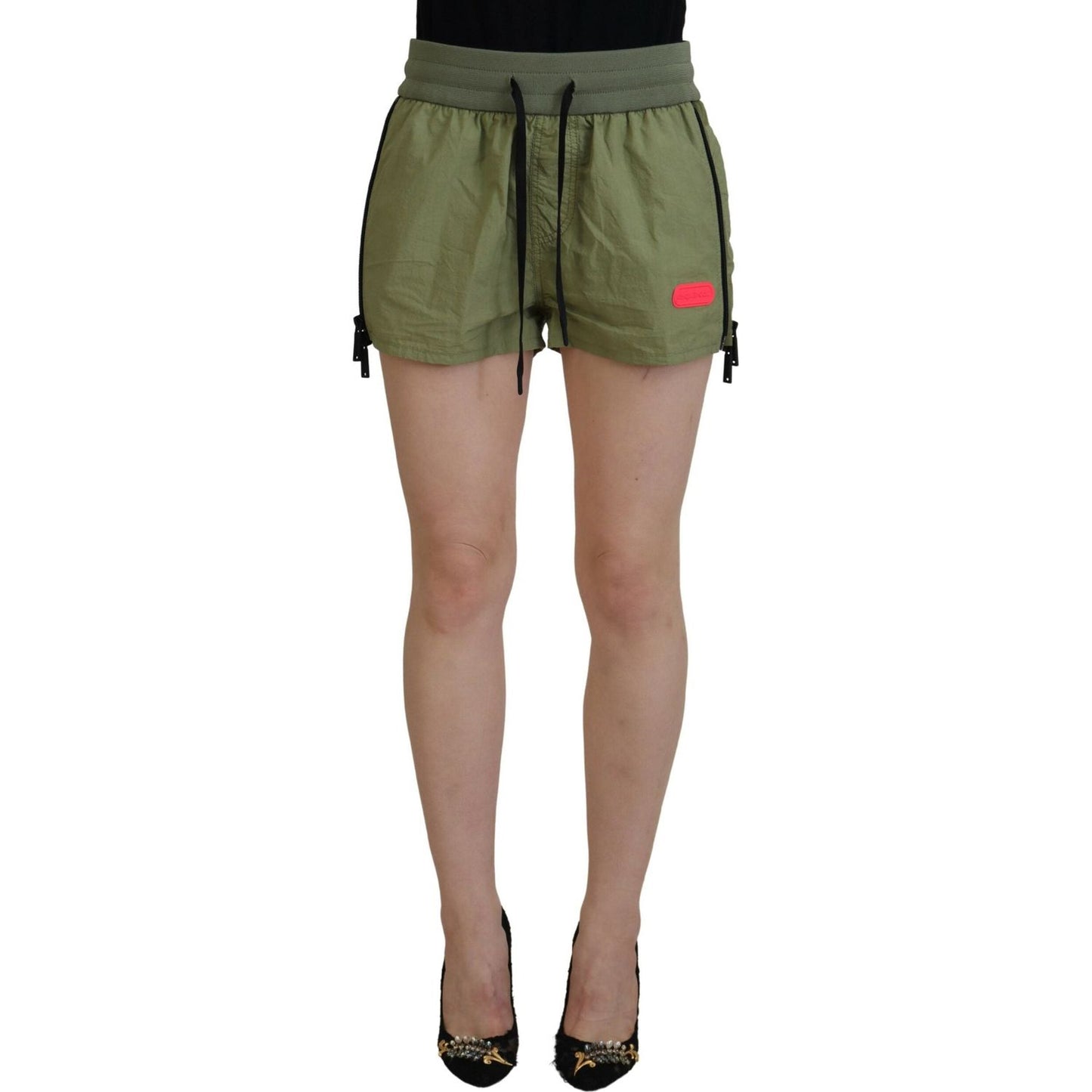 Dsquared² Green Cotton Mid Waist Drawstring Tapered Shorts Dsquared²