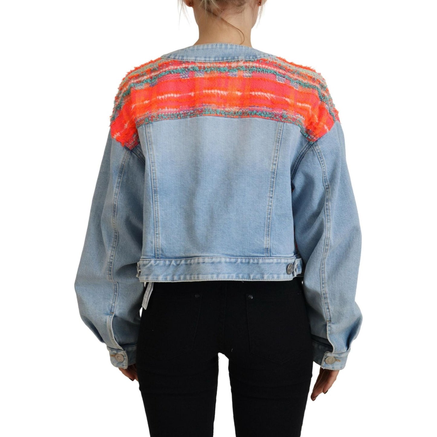 Dsquared² Orange Blue Panelled Button Front Denim Jacket Dsquared²