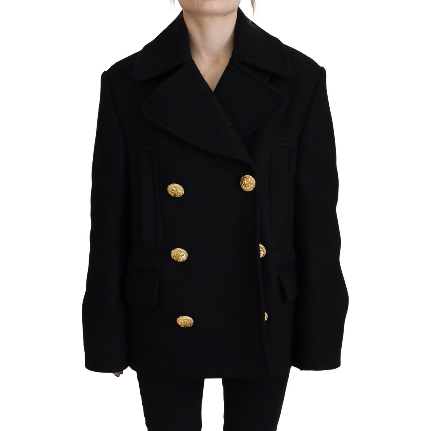 Dsquared² Black Double Breasted Coat Blazer Jacket Dsquared²