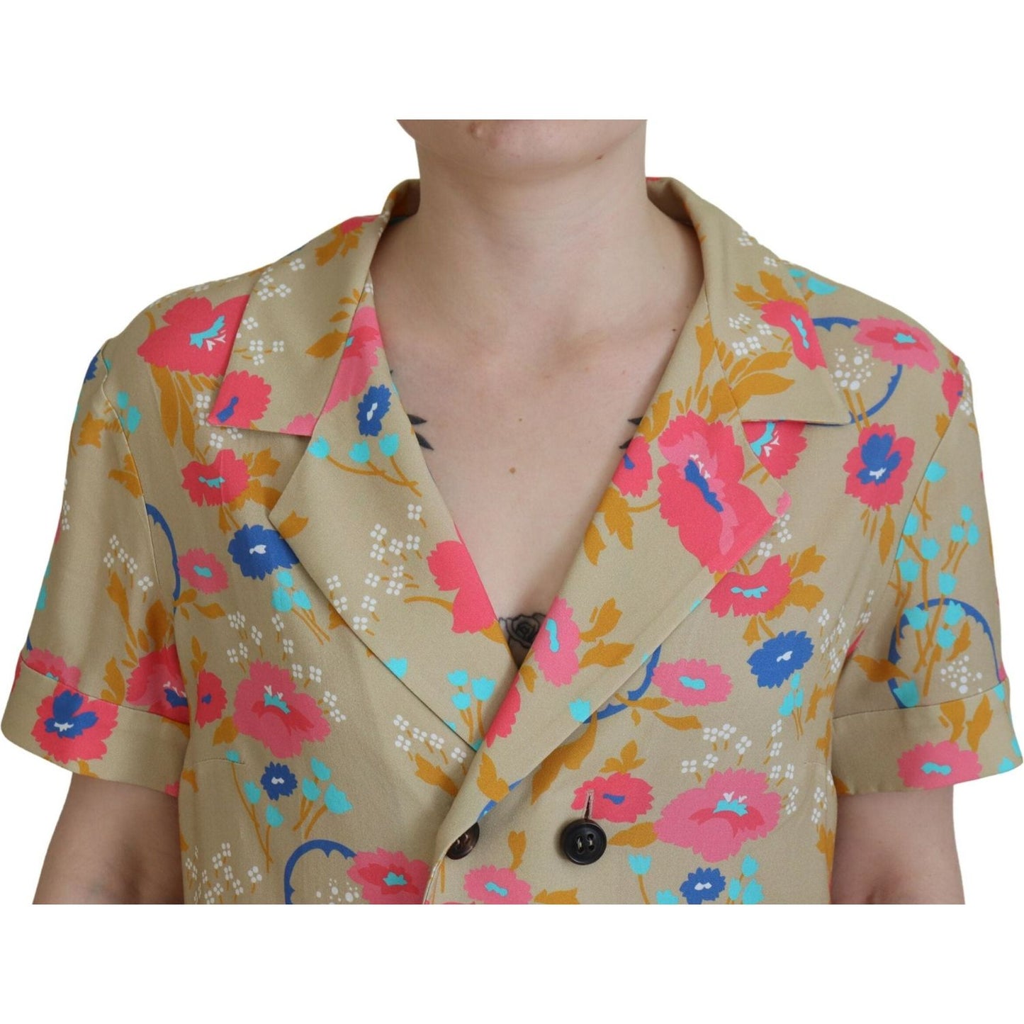 Dsquared² Multicolor Printed Collared Button Front Long Blouse Top Dsquared²